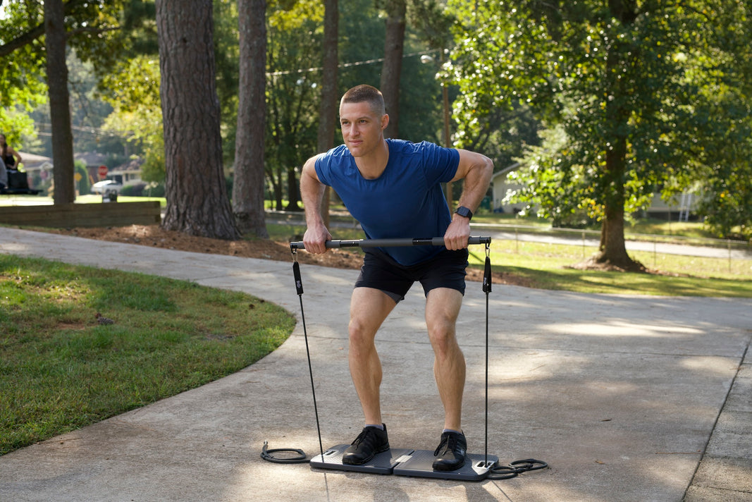 Man enjoying an EVO Gym workout outdoors